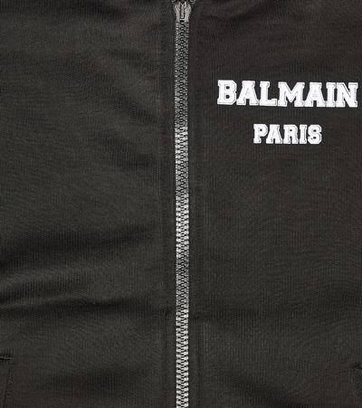 Balmain Logo Cotton-blend Cardigan In Black