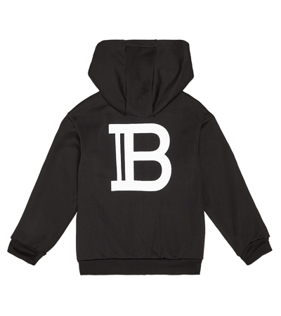Balmain Logo Cotton-blend Cardigan In Black