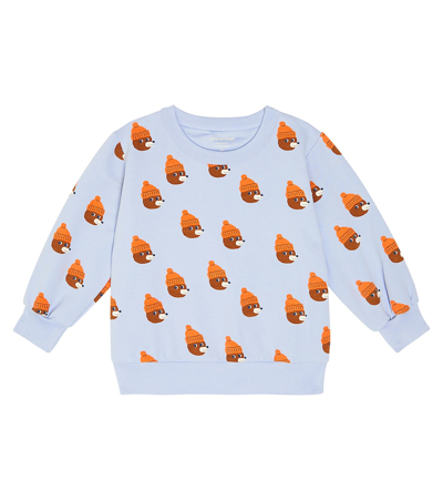 Tinycottons Bears Cotton Jersey Sweatshirt In Blue