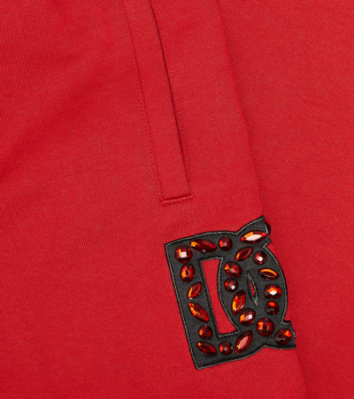 Shop Dolce & Gabbana Logo Embellished Jersey Sweatpants In Red