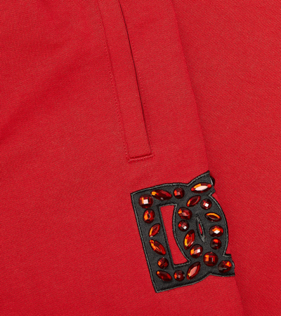Dolce & Gabbana Teen Girls Red Rhinestone Dg Joggers In Red