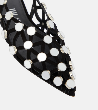 Shop Attico Grid Embellished Suede Ballet Flats In Black