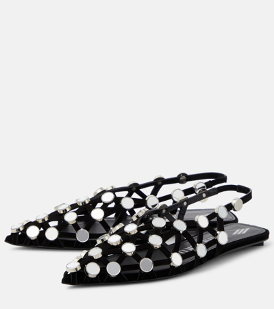 Shop Attico Grid Embellished Suede Ballet Flats In Black