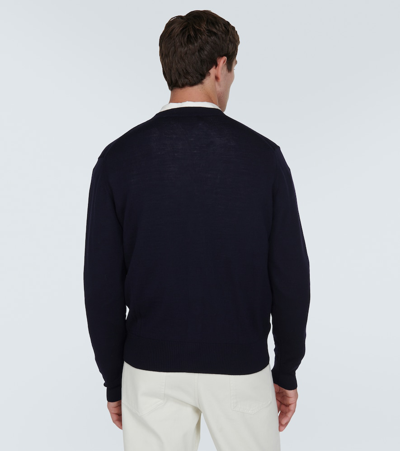 Ami Alexandre Mattiussi Ami De Caur Wool Cardigan In Blue
