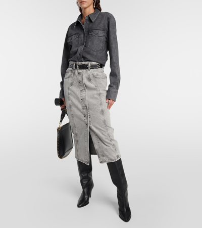 Isabel Marant Étoile Taniami Press-stud Denim Shirt In Grey