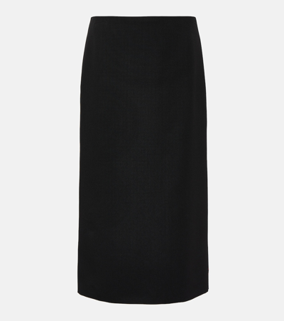 The Row Parma Stretch Virgin Wool Midi Skirt In Black