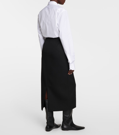 The Row Parma Stretch Virgin Wool Midi Skirt In Black