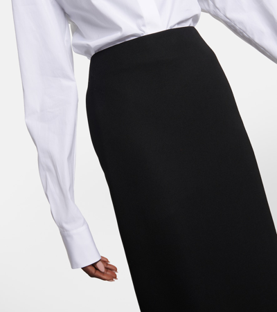 The Row Parma Stretch Virgin Wool Midi Skirt In Black