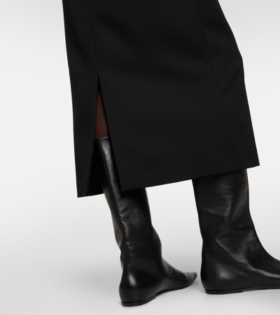 The Row Parma Stretch Virgin Wool Midi Skirt In Black