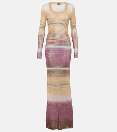 Shop Missoni Space-dyed Knit Maxi Dress In Multicoloured