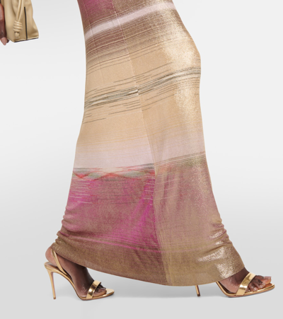 段染针织加长连衣裙