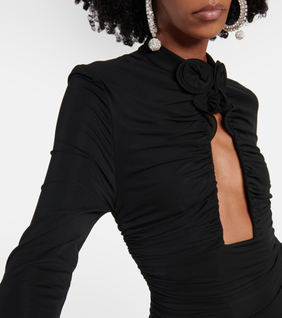 Shop Magda Butrym Draped Jersey Minidress In Black