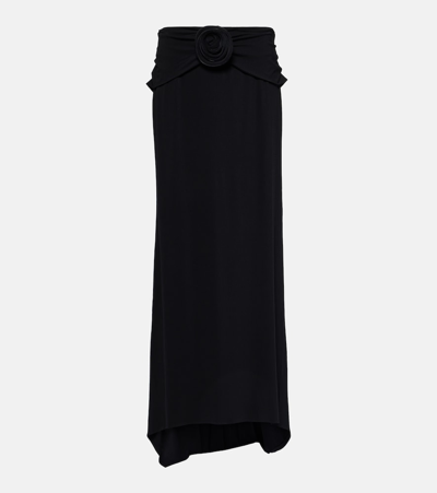 Shop Magda Butrym Floral-appliqué Maxi Skirt In Black