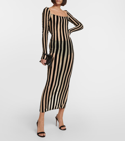 Shop Laquan Smith Striped Gown In Multicoloured