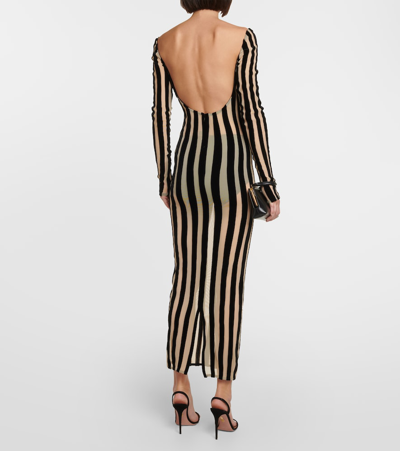 Shop Laquan Smith Striped Gown In Multicoloured