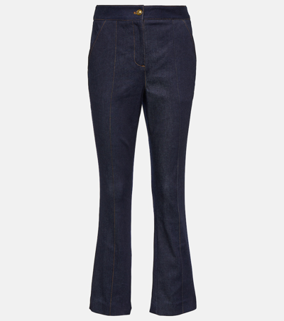 Shop Veronica Beard Kimra High-rise Cropped Slim Jeans In Blue