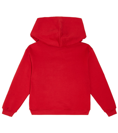 Shop Dolce & Gabbana Embellished Logo Cotton Jersey Hoodie In Red