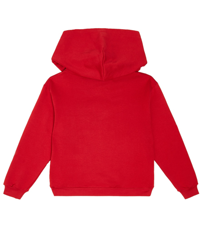 Dolce & Gabbana Girl's Rhinestone Embellished Interlocked Logo-print Hoodie In Red