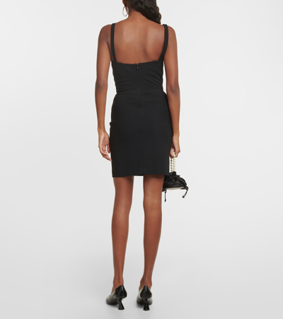 Nensi Dojaka Ruffled Cutout Jersey Minidress In Black