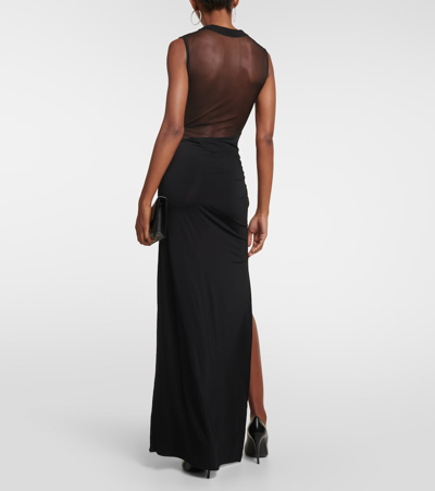 Shop Nensi Dojaka Mesh And Jersey Maxi Dress In Black