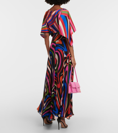 Shop Pucci Marmo Silk Maxi Skirt In Multicoloured