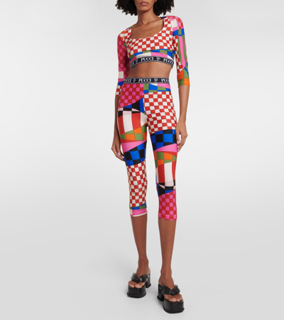 Shop Pucci Giardino Crop Top In Multicoloured