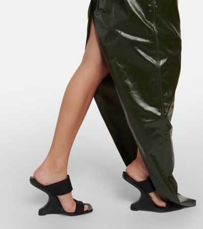 Rick Owens Strapless Denim Gown In Green