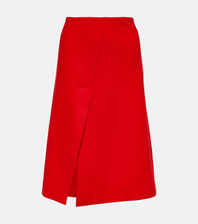 Shop Stella Mccartney Asymmetric Wool Skirt In Red