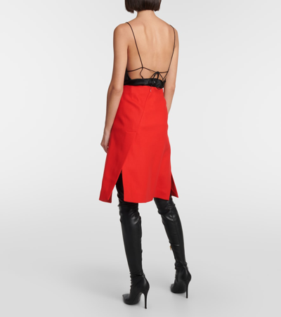 Shop Stella Mccartney Asymmetric Wool Skirt In Red