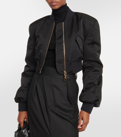 Shop Khaite Reggie Oversized Satin Bomber Jacket In Black