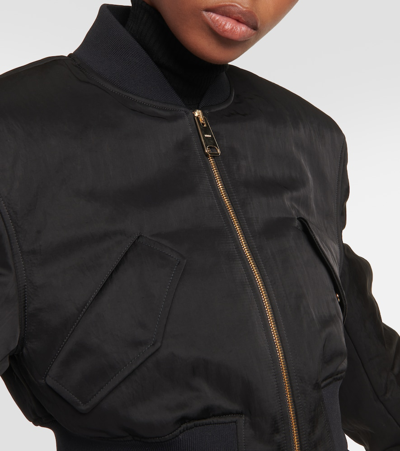 Shop Khaite Reggie Oversized Satin Bomber Jacket In Black