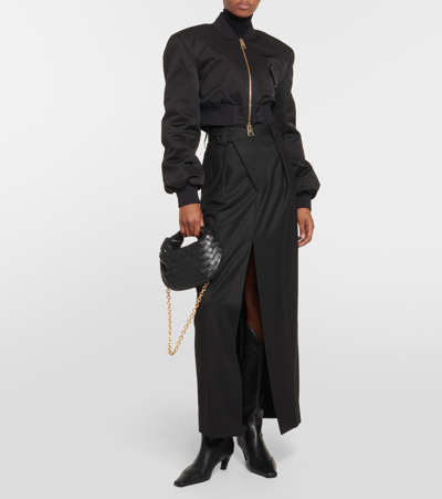 Shop Khaite Reggie Oversized Satin Bomber Jacket In Black