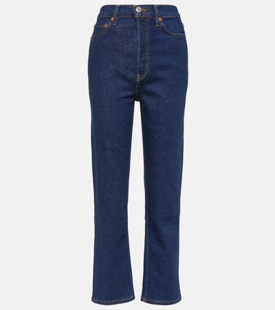 Shop Re/done 70s Stove Pipe High-rise Straight Jeans In Blue