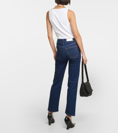 Shop Re/done 70s Stove Pipe High-rise Straight Jeans In Blue