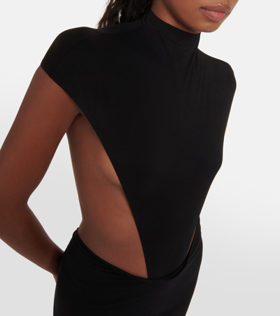 Shop Laquan Smith Jersey Bodysuit In Black