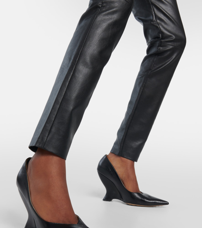 Shop Victoria Beckham Leather Slim Pants In Black