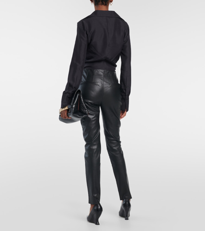 Shop Victoria Beckham Leather Slim Pants In Black