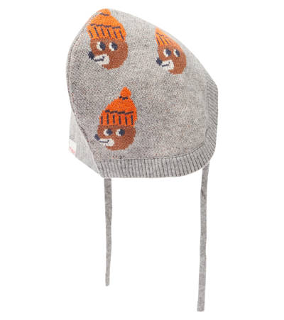 Shop Tinycottons Baby Bears Cotton And Wool Beanie In Grey