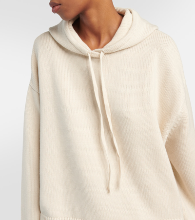Shop Totême Hooded Wool And Cotton Sweater In Beige