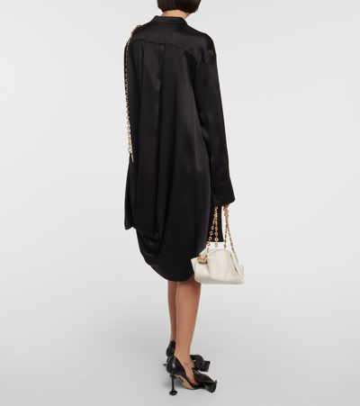 Shop Loewe Chain-detail Silk Satin Shirt Dress In Black