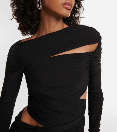Attico Asymmetrical Draped Top In Black