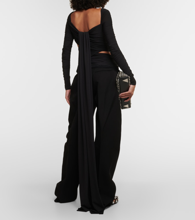Attico Asymmetrical Draped Top In Black
