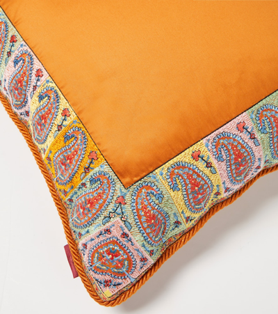 Shop Etro Embroidered Cushion In Orange