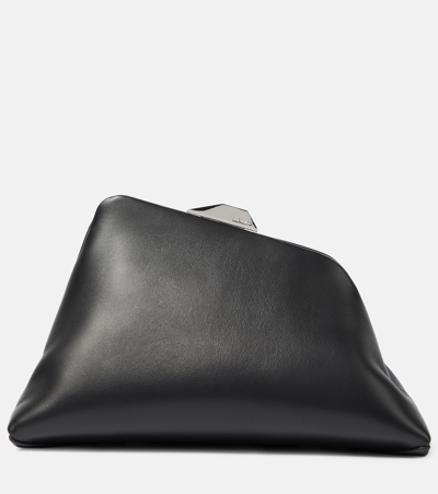 Shop Attico Day Off Leather Shoulder Bag In Black