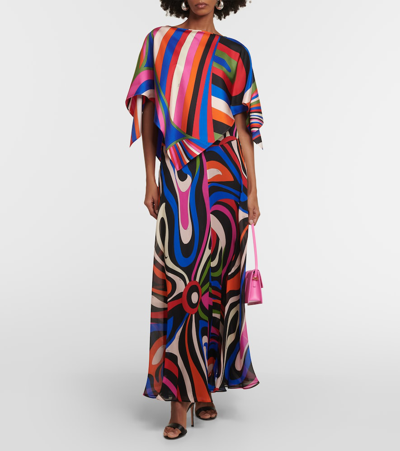 Shop Pucci Iride Silk Twill Top In Multicoloured