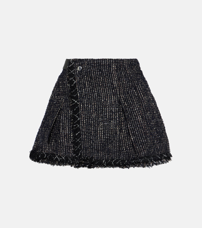 Shop Sacai Wool-blend Tweed Low-rise Skort In Black
