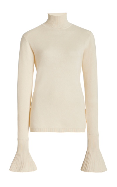 Shop Thebe Magugu Tulip-sleeve Knit Top In Ivory