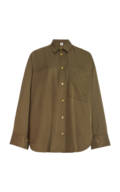 Shop By Malene Birger Exclusive Oversized Satin Shirt In Green