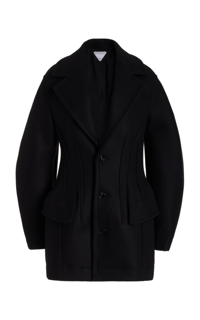 Shop Bottega Veneta Stretch-wool Felt Short Coat In Black