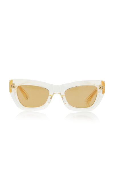 Shop Bottega Veneta Cat-eye Acetate Sunglasses In Yellow